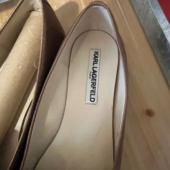 Karl Lagerfeld Metallic Brown Loafers - Picture 2 of 5